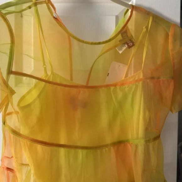 STAUD Hyacinth Organza Maxi Dress XS Yellow Sunray - Picture 3 of 3